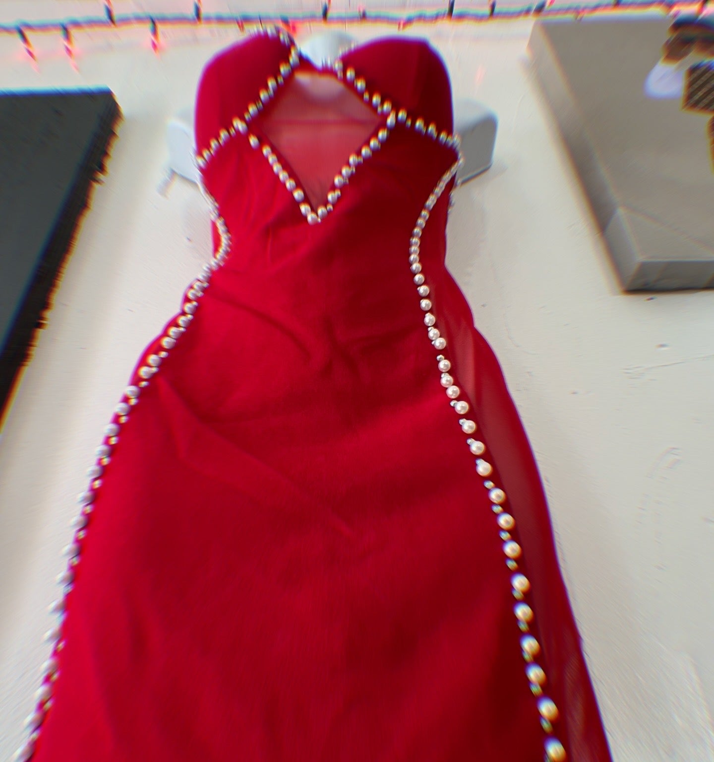 Red pearl Dress