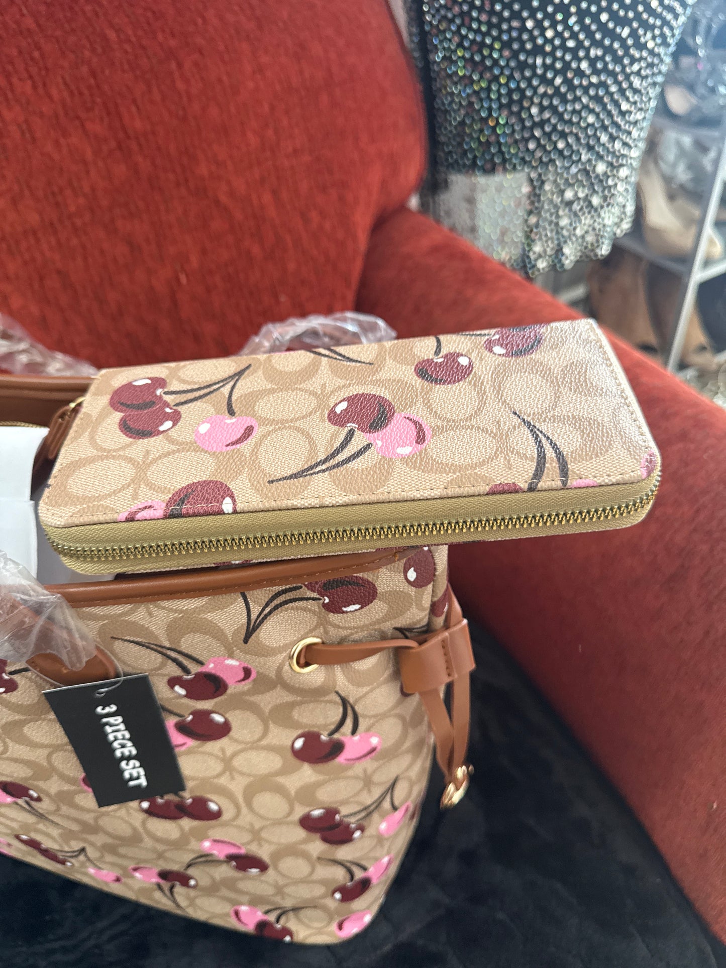 Cherry Purse 3 Piece Set