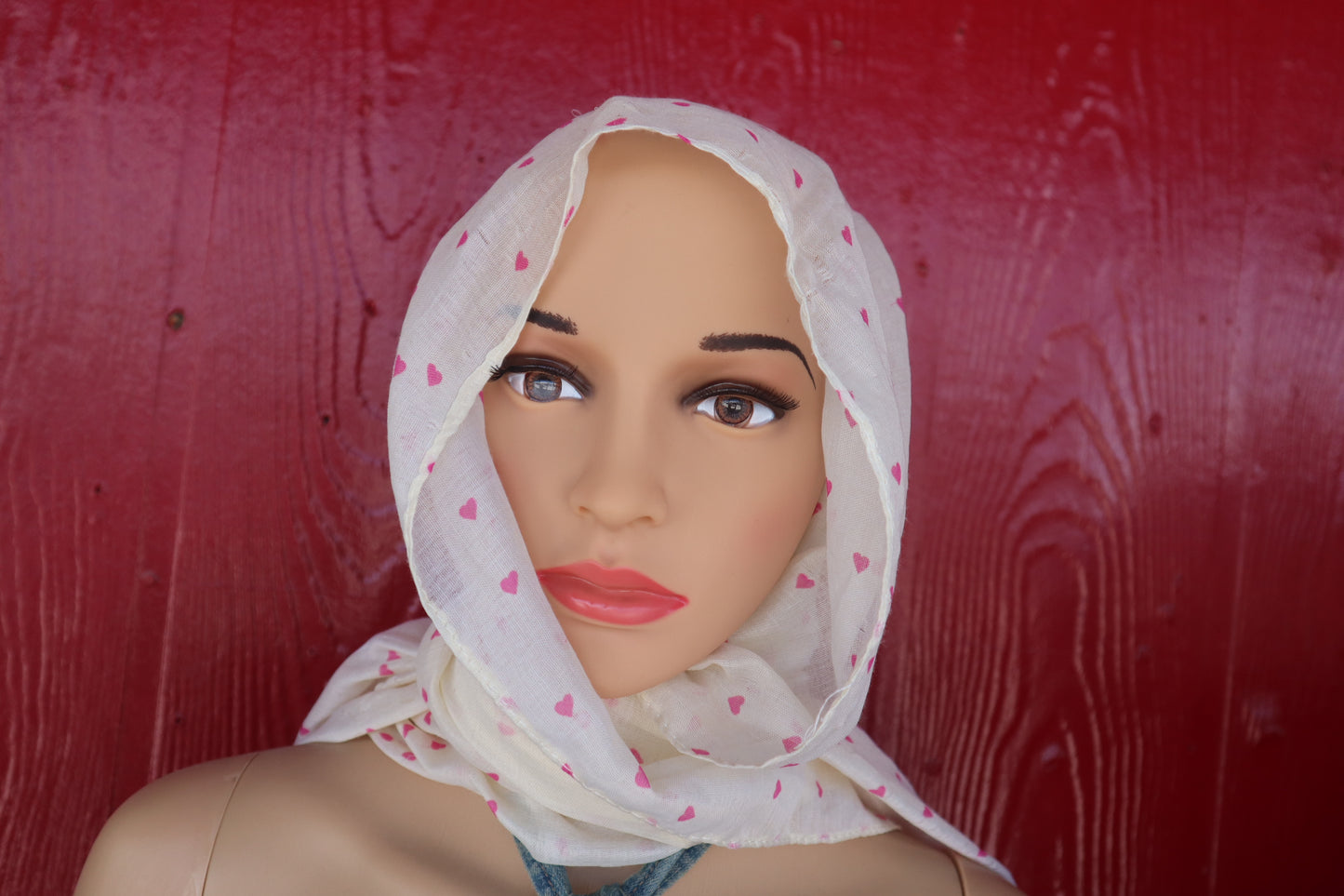 White pink heart Scarf