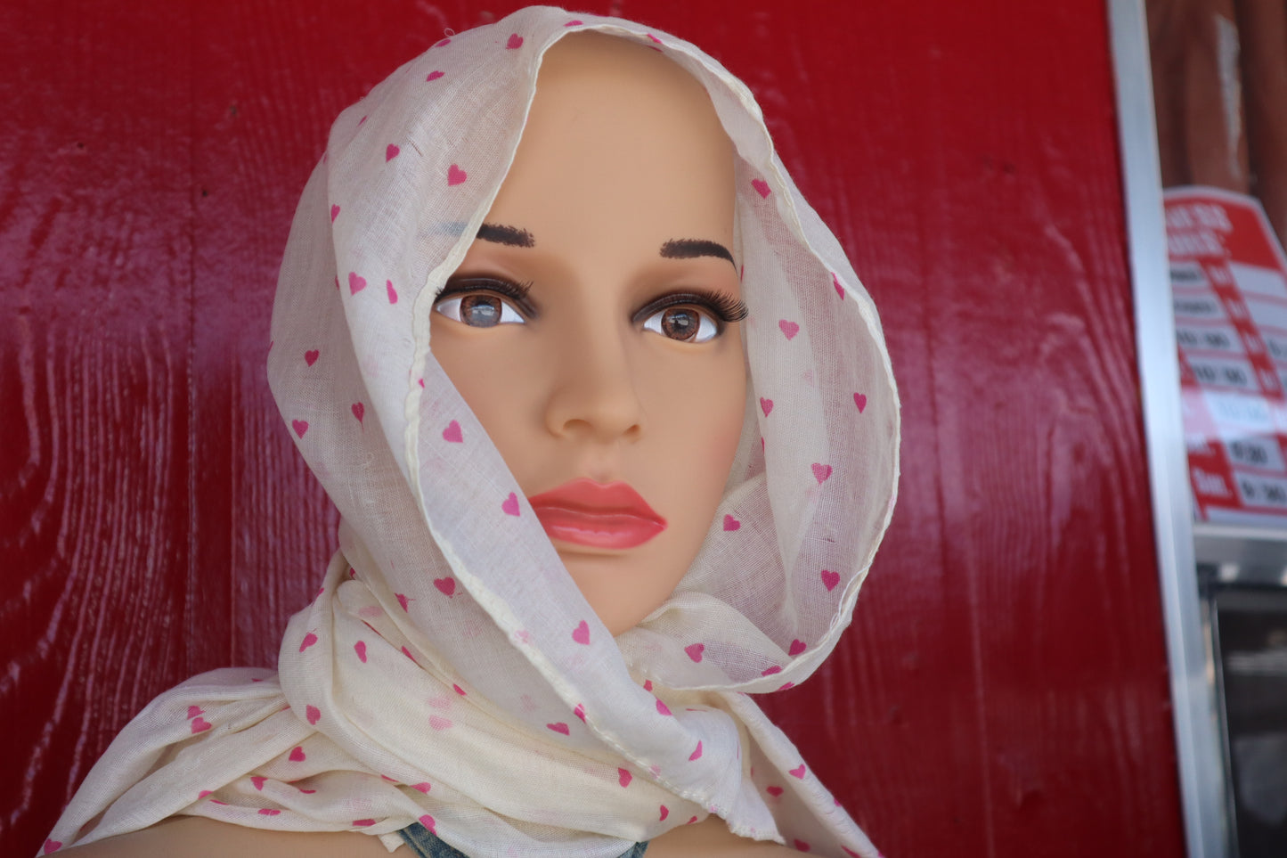 White pink heart Scarf